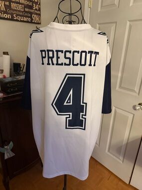 NFL Prescott #4 White and Navy Men’s Football Jersey